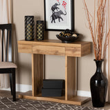 Baxton Studio Otis Modern and Contemporary Oak Brown Finished Wood 3-Drawer Console Table