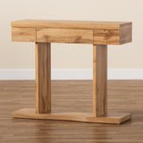 Baxton Studio Otis Modern and Contemporary Oak Brown Finished Wood 3-Drawer Console Table