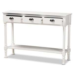 Garvey French Provincial White Finished Wood 3-Drawer Entryway Console Table