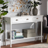 Garvey French Provincial White Finished Wood 3-Drawer Entryway Console Table