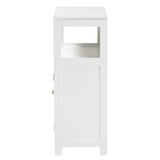 Baxton Studio Rivera Modern and Contemporary White Finished Wood and Silver Metal 2-Door Bathroom Storage Cabinet