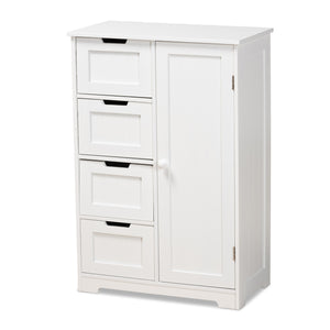 Baxton Studio Bauer Modern and Contemporary White Finished Wood 4-Drawer Bathroom Storage Cabinet 