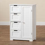 Baxton Studio Bauer Modern and Contemporary White Finished Wood 4-Drawer Bathroom Storage Cabinet 