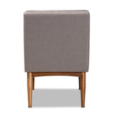 Sanford Mid-Century Modern Grey Fabric Upholstered and Walnut Brown Finished Wood Dining Chair
