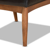 Sanford Mid-Century Modern Dark Brown Faux Leather Upholstered and Walnut Brown Finished Wood Dining Chair