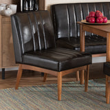 Baxton Studio Daymond Mid-Century Modern Dark Brown Faux Leather Upholstered and Walnut Brown Finished Wood Dining Chair