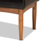 Baxton Studio Daymond Mid-Century Modern Dark Brown Faux Leather Upholstered and Walnut Brown Finished Wood Dining Bench