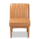 Baxton Studio Daymond Mid-Century Modern Tan Faux Leather Upholstered and Walnut Brown Finished Wood Dining Chair