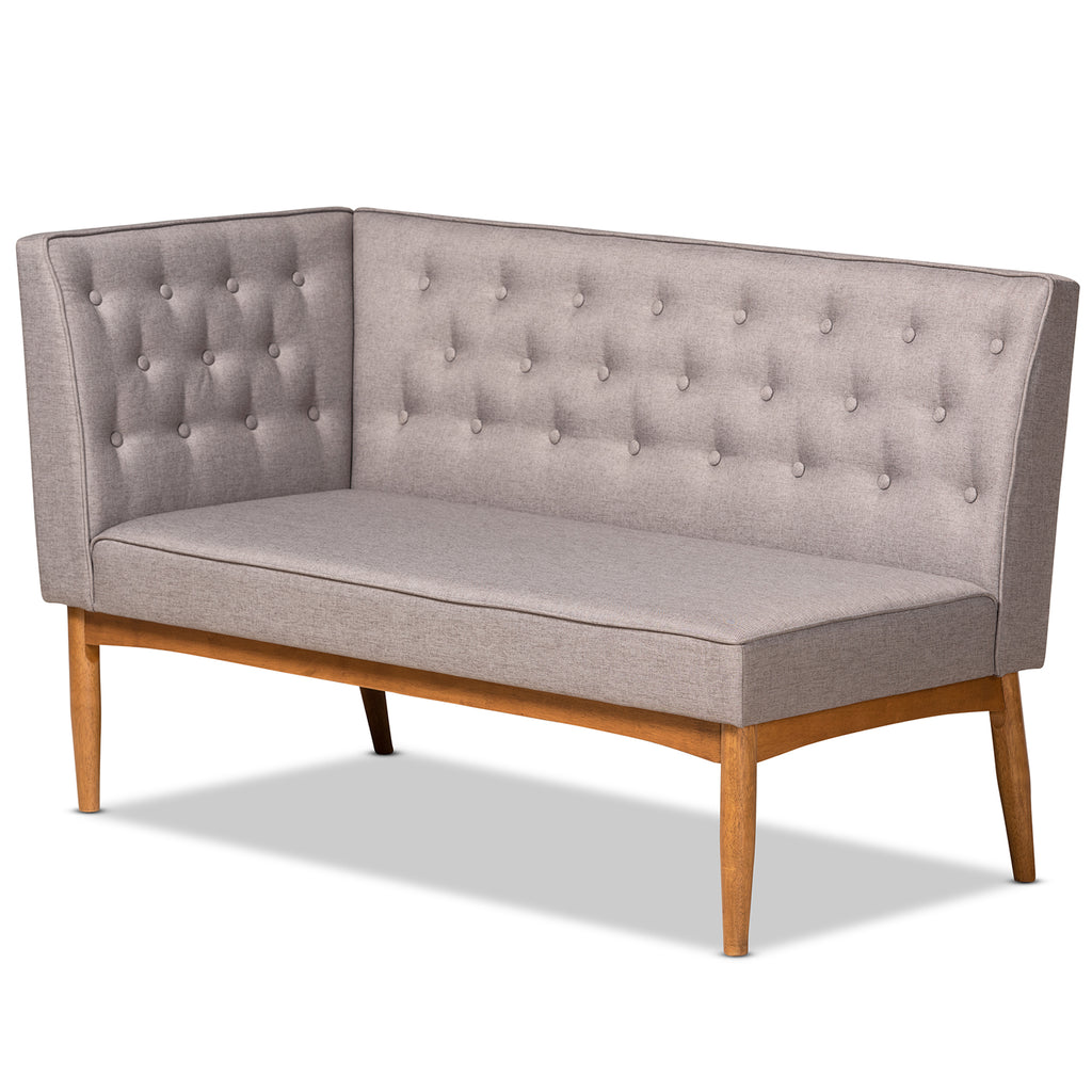 Riordan Mid Century Modern Faux Leather Upholstered and Walnut