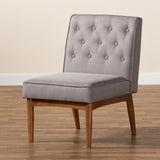 Baxton Studio Riordan Mid-Century Modern Grey Fabric Upholstered and Walnut Brown Finished Wood Dining Chair