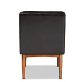 Riordan Mid-Century Modern Faux Leather Dining Chair with Button Tufting and Walnut Finished Legs