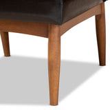 Riordan Mid-Century Modern Faux Leather Dining Chair with Button Tufting and Walnut Finished Legs