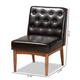 Riordan Mid-Century Modern Faux Leather Dining Chair with Button Tufting and Walnut Finished Legs