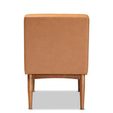 Baxton Studio Riordan Mid-Century Modern Tan Faux Leather Upholstered and Walnut Brown Finished Wood Dining Chair