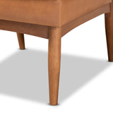 Baxton Studio Riordan Mid-Century Modern Tan Faux Leather Upholstered and Walnut Brown Finished Wood Dining Chair