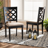 Baxton Studio Ramiro Modern and Contemporary Sand Fabric Upholstered and Dark Brown Finished Wood 2-Piece Dining Chair Set