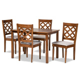 Ramiro Modern and Contemporary Grey Fabric Upholstered and Walnut Brown Finished Wood Dining Set