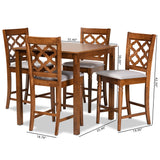 Baxton Studio Ramiro Modern and Contemporary Transitional Grey Fabric Upholstered and Walnut Brown Finished Wood 5-Piece Pub Set