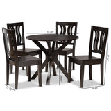 Mare Modern and Contemporary Transitional Dark Brown Finished Wood 5-Piece Dining Set