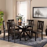 Mare Modern and Contemporary Transitional Dark Brown Finished Wood 7-Piece Dining Set