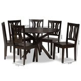 Mare Modern and Contemporary Transitional Dark Brown Finished Wood 7-Piece Dining Set