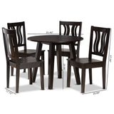 Anesa Modern and Contemporary Transitional Dark Brown Finished Wood 5-Piece Dining Set