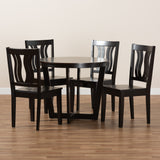Elodia Modern and Contemporary Transitional Dark Brown Finished Wood 5-Piece Dining Set