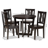 Elodia Modern and Contemporary Transitional Dark Brown Finished Wood 5-Piece Dining Set
