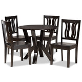 Noelia Modern and Contemporary Transitional Dark Brown Finished Wood 5-Piece Dining Set