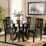 Noelia Modern and Contemporary Transitional Dark Brown Finished Wood 5-Piece Dining Set