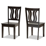 Fenton Modern and Contemporary Transitional Dark Brown Finished Wood 2-Piece Dining Chair Set