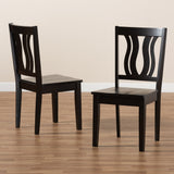 Fenton Modern and Contemporary Transitional Dark Brown Finished Wood 2-Piece Dining Chair Set