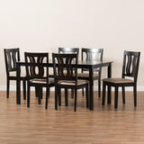 Baxton Studio Fenton Modern and Contemporary Sand Fabric Upholstered and Dark Brown Finished Wood 7-Piece Dining Set