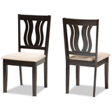 Fenton Modern and Contemporary Sand Fabric Upholstered and Dark Brown Finished Wood 2-Piece Dining Chair Set