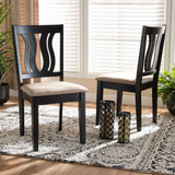 Baxton Studio Fenton Modern and Contemporary Sand Fabric Upholstered and Dark Brown Finished Wood 2-Piece Dining Chair Set