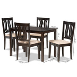 Baxton Studio Fenton Modern and Contemporary Sand Fabric Upholstered and Dark Brown Finished Wood 5-Piece Dining Set