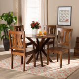 Mare Modern and Contemporary Transitional Walnut Brown Finished Wood 5-Piece Dining Set