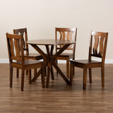 Mare Modern and Contemporary Transitional Walnut Brown Finished Wood 5-Piece Dining Set