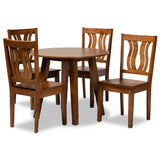 Anesa Modern and Contemporary Transitional Walnut Brown Finished Wood 5-Piece Dining Set