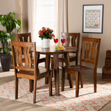 Anesa Modern and Contemporary Transitional Walnut Brown Finished Wood 5-Piece Dining Set