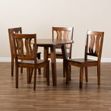 Anesa Modern and Contemporary Transitional Walnut Brown Finished Wood 5-Piece Dining Set