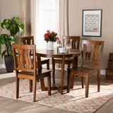 Elodia Modern and Contemporary Transitional Walnut Brown Finished Wood 5-Piece Dining Set