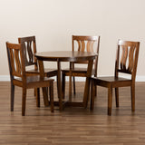 Elodia Modern and Contemporary Transitional Walnut Brown Finished Wood 5-Piece Dining Set