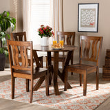 Noelia Modern and Contemporary Transitional Walnut Brown Finished Wood 5-Piece Dining Set