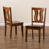 Fenton Modern and Contemporary Transitional Walnut Brown Finished Wood 2-Piece Dining Chair Set