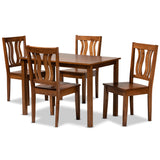 Zamira Modern and Contemporary Transitional Walnut Brown Finished Wood 5-Piece Dining Set