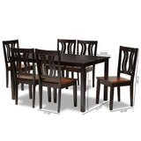 Zamira Modern and Contemporary Transitional Two-Tone Dark Brown and Walnut Brown Finished Wood 7-Piece Dining Set