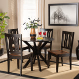 Mare Modern and Contemporary Transitional Two-Tone Dark Brown and Walnut Brown Finished Wood 5-Piece Dining Set