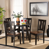 Anesa Modern and Contemporary Transitional Two-Tone Dark Brown and Walnut Brown Finished Wood 5-Piece Dining Set