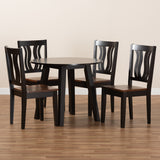 Anesa Modern and Contemporary Transitional Two-Tone Dark Brown and Walnut Brown Finished Wood 5-Piece Dining Set